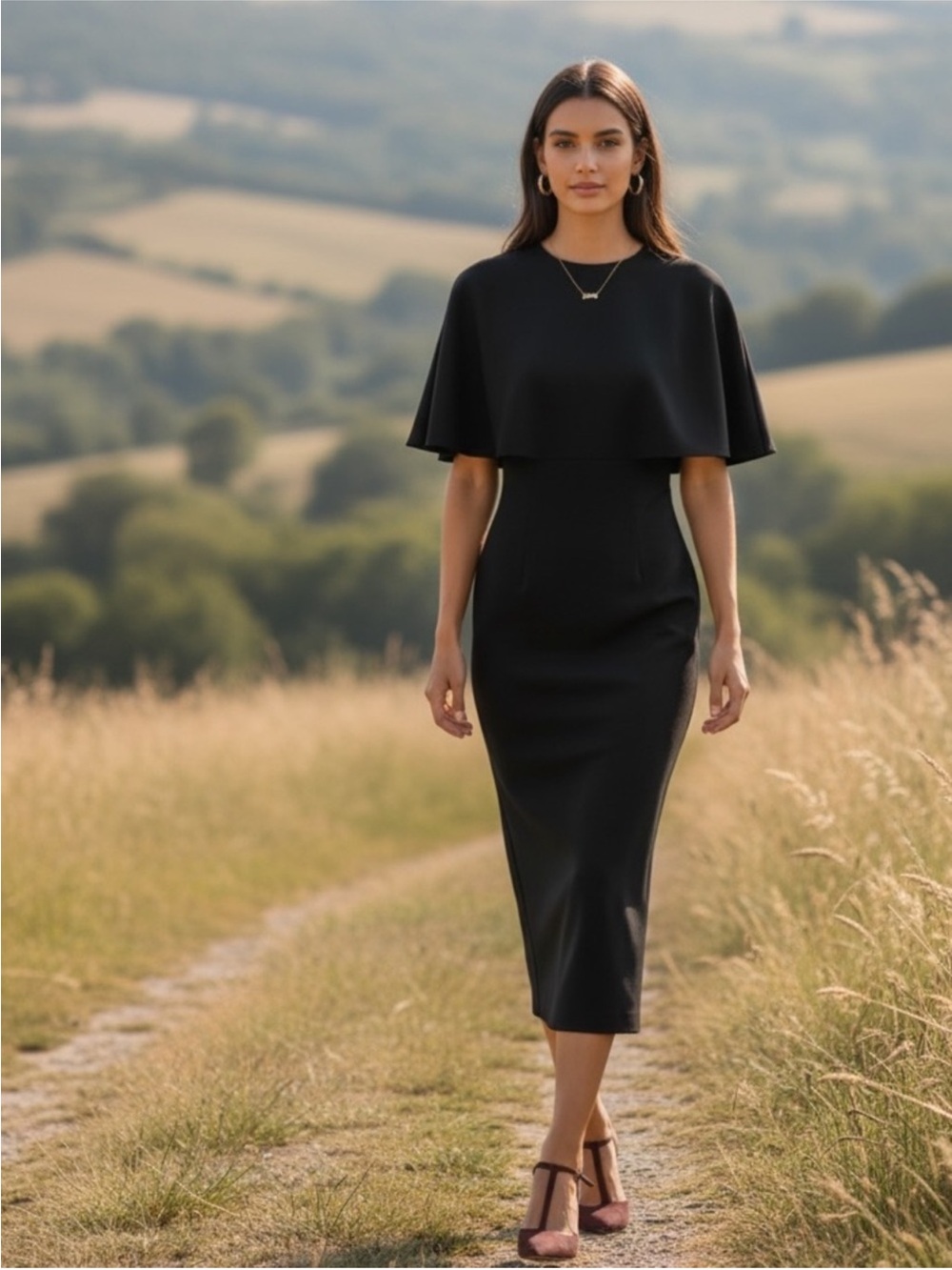 NWT Tuckernuck Pomander Place Black Cape Leah Dress 8